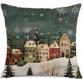 Winter Decorative Rectangle Pillow Cover 18 x 18, Wonderland Forest House Snowflake Vintage Porch Outdoor Pillowcase, Christmas Holiday Seasonal Farmhouse Cushion Case Home Decor