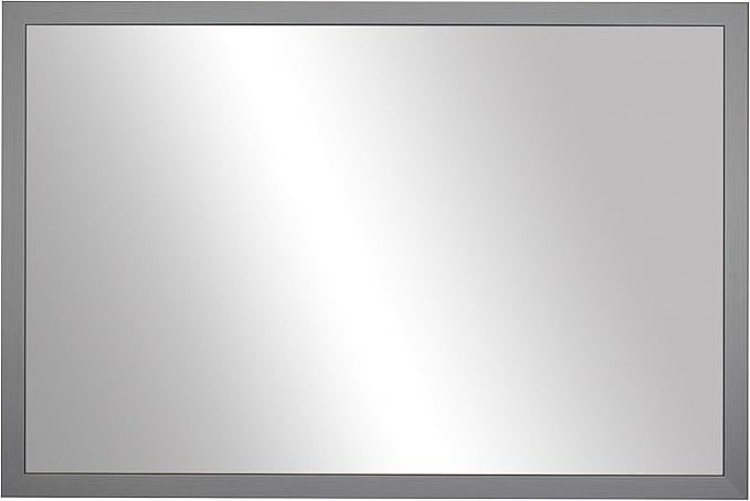 Frame My Mirror Silver Bathroom Mirror for Wall, 32" x 54" Stainless Steel Bathroom Vanity Mirror, Made in USA, Hangs Horizontally or Vertically, Ellis Design