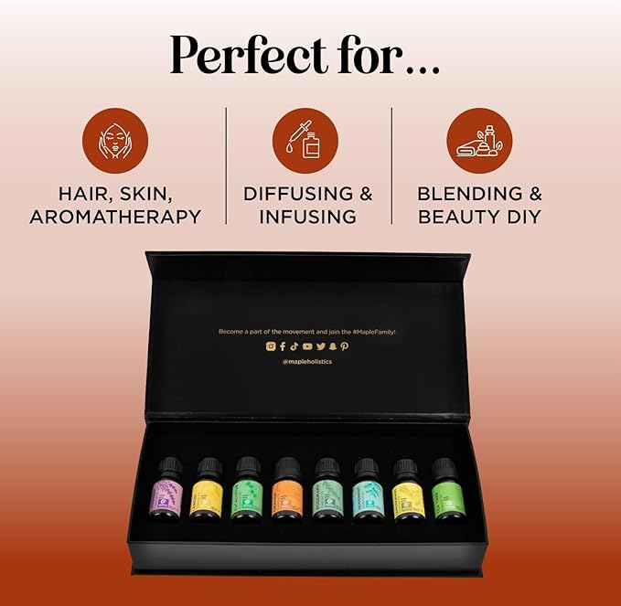 Pure Essential Oil Set for Diffuser - Aromatherapy Essential Oils for Diffusers for Home Travel and Self Care with High Grade Essential Oils for Hair Skin and Nails - Oil Diffuser Essential Oils Set