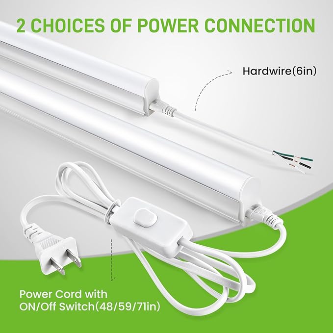 Pak 4FT LED Shop Lights, 2300LM 6500K Cool White, 20W Energy Efficient Linkable Ceiling and Under Cabinet Lighting, T5 Integrated Utility Fixture for Garage, Workshop, Basement, FCC Certified, 4 Pack