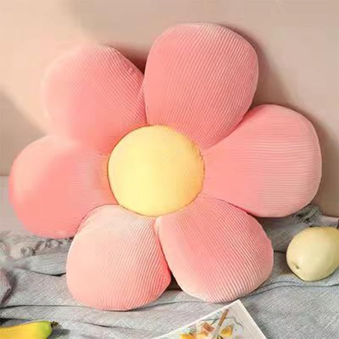 3Pcs Flower Pillows, 18'' Plush Flower Shaped Throw Pillow, Butt Cushion, Floor Pillow, Decorative Seating Cushion for Bedroom, Sofa, Chair, Cute Room Decor (Pink)