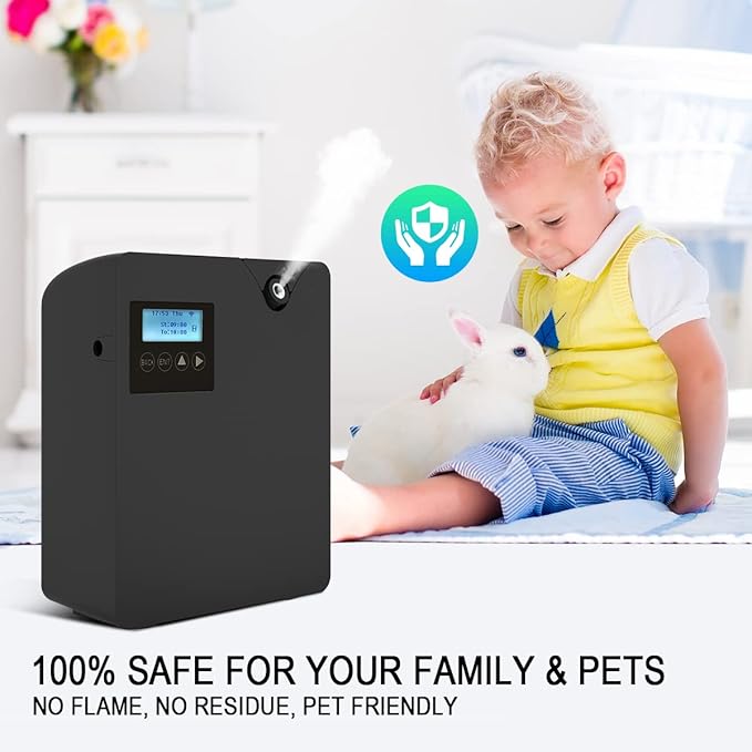 Smart Scent Air Machine for Home, Bluetooth & WiFi Hotel Scent Diffuser with Cold Air Tech, 300ML Waterless Essential Oil HVAC Scent Diffuser for Large Room, Office, Spa(Black)