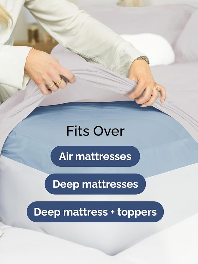 Extra Deep Queen Sheet Set - 6 Piece Breathable and Cooling Sheets - Hotel Luxury Bed Sheets Set - Easy Fit - Soft, Wrinkle Free and Comfy Sheets Set - French Grey Sheet Set with Extra Deep Pockets