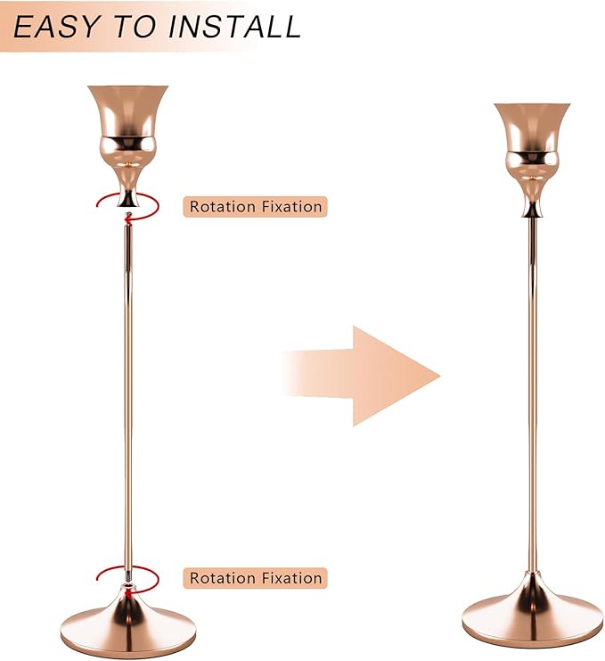 Candlestick Holders Rose Gold, 9 Packs Taper Candle Holder for Candlesticks, Candle Sticks Holder Decor for Home Decor