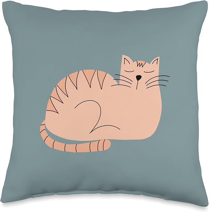 Cute Scandinavian Animals Designs Scandinavian Mom Boho Cat Throw Pillow, 16x16, Multicolor