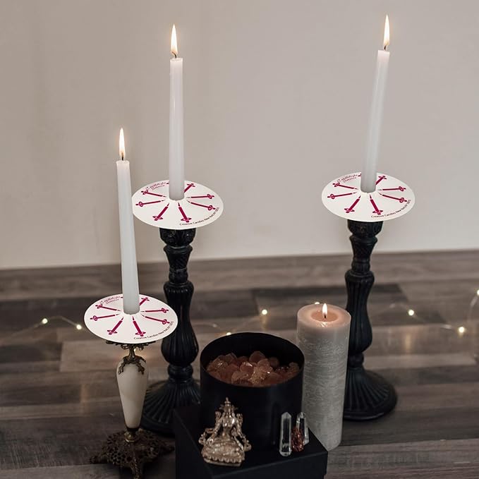300Pack White Taper Candles with Drip Guards & Paper Holders - 5 Inch Odorless Religious Candles for Church Prayers, Sabbath Ceremonies, & Home Decorations……