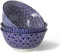 Salad Soup Bowls, Blue and White Serving Bowls for Pho, Pasta Rarmen, 48 Oz Large Ceramic Bowls for Kitchen, Set of 3, Microwave & Dishwasher Safe