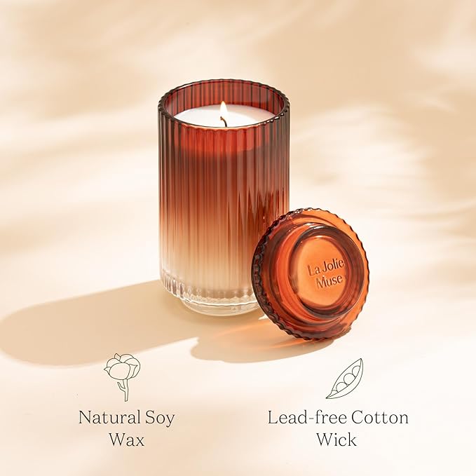 LA JOLIE MUSE Sandalwood Rose Candle, Large Scented Candles Gifts for Women, Natural Soy Candles for Home Scented, Luxury Glass Jar Candles for Home Decor, 120 Hours Long Burning, 19oz