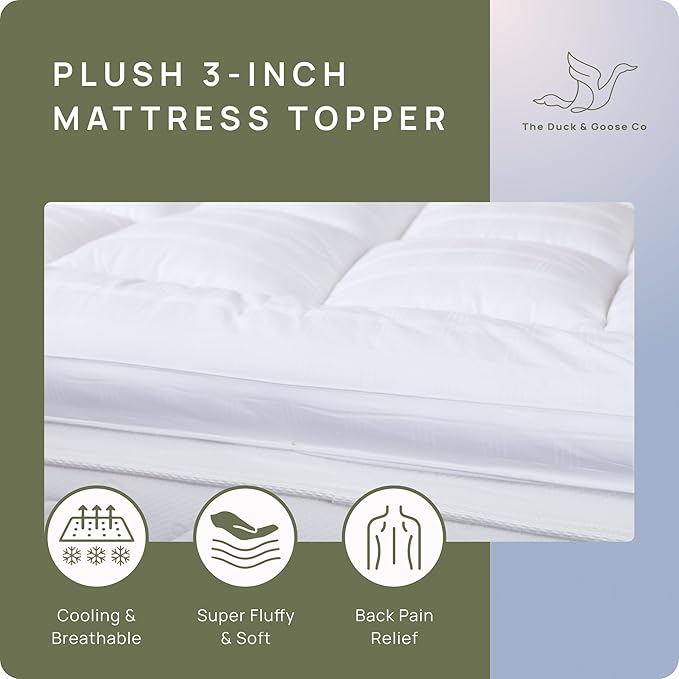 Extra Thick Pillow Top 3 Inch Mattress Topper King Size for Firm Mattress, Cooling Fluffy Cotton Hotel Mattress Bed Topper for Cloud Like Sleep & Back Pain, Plush Soft Pad, Fit to 6”-22” Mattress