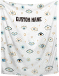 Custom Name Blanket with Evil Eye, Personalized Spiritual Blanket Evil Eye Decor for Car Couch Bedroom,Customized Magic Evil Eye Pattern Home Decor for Men Women,50"x60"-Teens/Travel Size