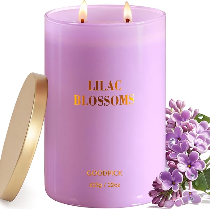 Goodpick Lilac Scented Candle, Mothers Day Soy Wax Candle, 22oz Long Burning 120H for Home Scented, Gifts for Women
