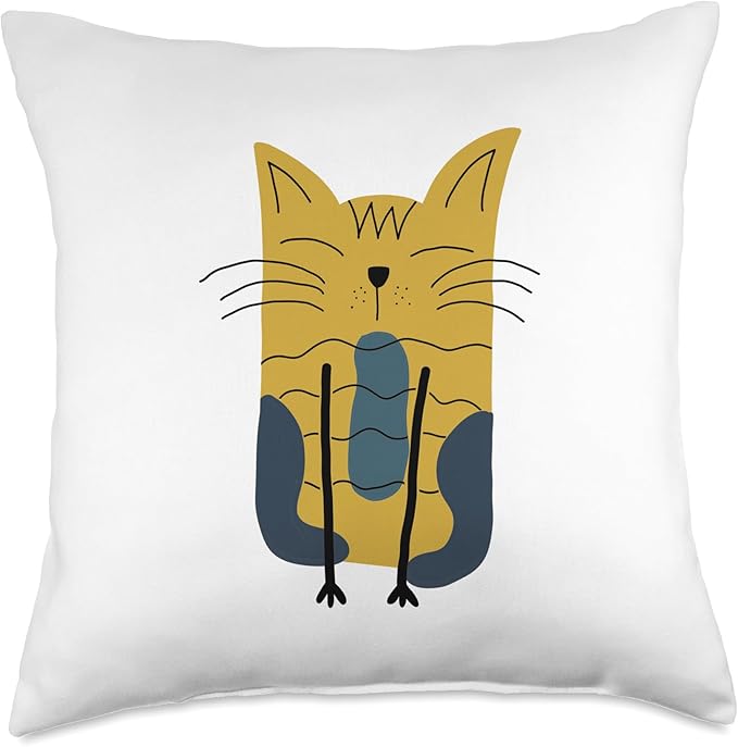 Cute Scandinavian Animals Designs Mom Scandinavian Lover Boho Cats Throw Pillow, 18x18, Multicolor