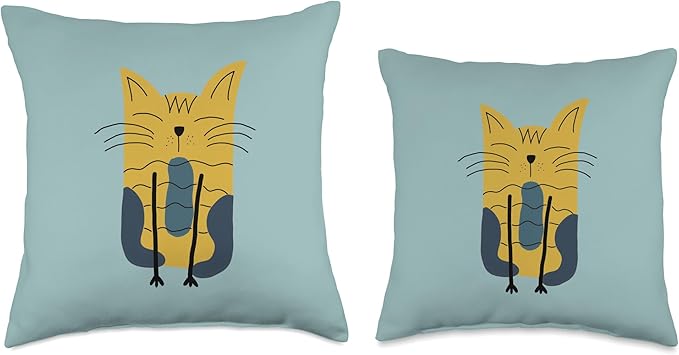 Cute Scandinavian Animals Designs Mom Scandinavian Lover Boho Cats Throw Pillow, 16x16, Multicolor