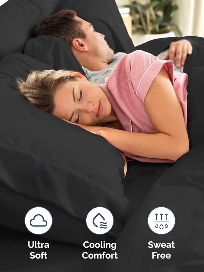 Extra Deep Cal King Sheet Set - 6 Piece Breathable & Cooling Sheets - Hotel Luxury Bed Sheets Set - Easy & Secure Fit - Soft, Wrinkle Free & Comfy Sheets Set - Black Sheet Set with Extra Deep Pockets
