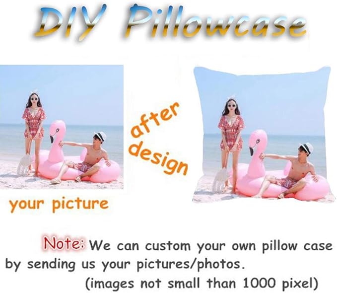 Shop&Three Custom Design Photos or Text Outdoor/Indoor Throw Pillowcase,Personalized Pet Photo Pillow, Love Photo Throw Pillowcases, Wedding Keepsake Throw Pillow Covers 20" x 20"