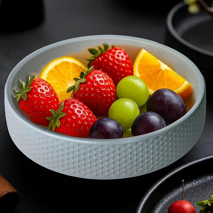 10" Decorative Bowl,Ceramic Fruit Bowl for Kitchen Counter,Entryway Key Holder & Jewelry Organizer - Modern Centerpiec(White)