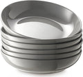 Y YHY 8.5'' Pasta Bowls Set of 6, 30oz Large Salad Serving Bowls for Kitchen, Porcelain Wide Shallow Soup Bowl Plates for Dinner, Microwave Dishwasher Safe, Matte Gray