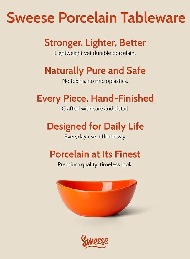 Sweese 18 oz Medium Porcelain Bowl - Set of 6 Rainbow Colored Cereal, Dessert, Soup, Rice & Salad Bowls, Ceramic Serving Bowls