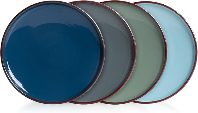 UNICASA Ceramic Dessert Plates - Salad Plates Set of 4, 8.25 Inch Round Serving Dishes Set for Pasta - Stoneware Dinnerware Set for Kitchen, Dishwasher&Microwave Safe - Assorted Colors