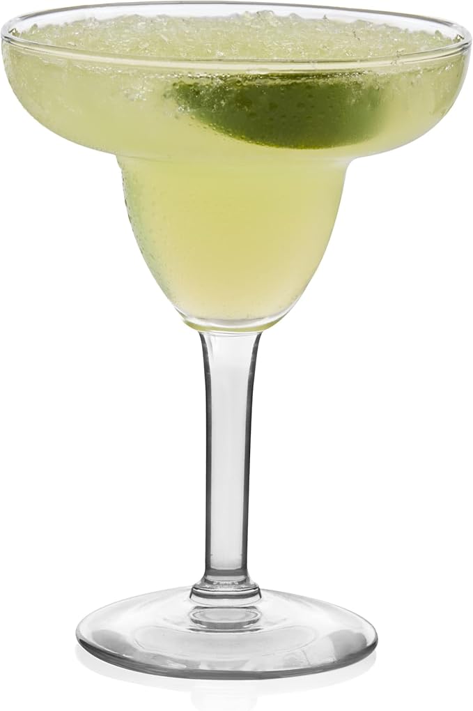 Libbey Margarita Glasses Set of 12, Durable Large Margarita Glass, 9 Oz Dishwasher Safe Stemmed Drinking Glasses Gift for Weddings, Parties and More