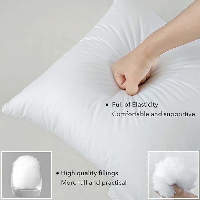 24 x 24 Pillow Inserts - 24 Inch Decorative Square Sofa Throw Pillow with 100% Cotton Cover - White Pack of 2