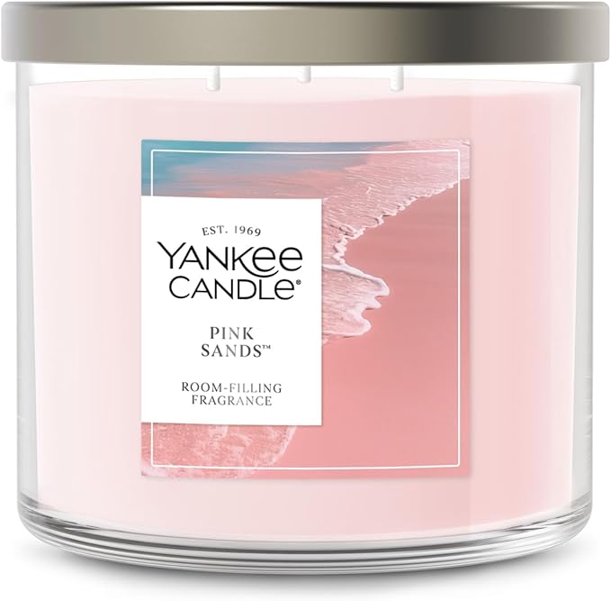 Yankee Candle 3 Wick Candle Jar, Scented Candle with up to 40 Hours of Burn Time, Premium Plant Wax Blend for Consistent Long Lasting Scent from First to Last Burn, Pink Sands