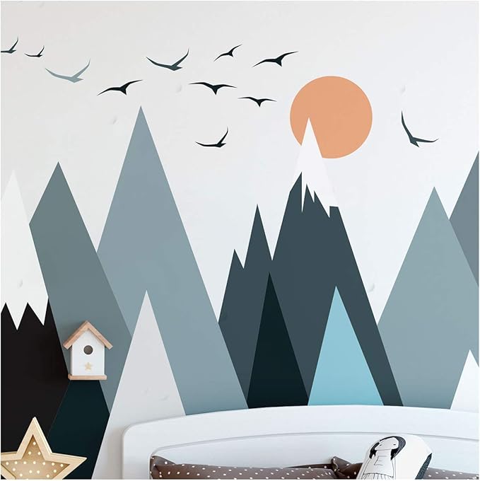 Ambiance Stickers Scandinavian Parka Mountains Wall Decals, DIY Home Decor, Peel and Stick Removable Stickers, Waterproof and Self Adhesive Wall Art - H115 x L230 CM