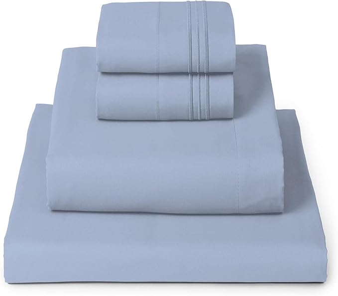 Mellanni King Sheets Set - 4 PC Iconic Collection Bedding - Hotel Luxury, Extra Soft, Cooling Bed Sheets - Wrinkle, Fade, Stain Resistant (King, Sky Blue)