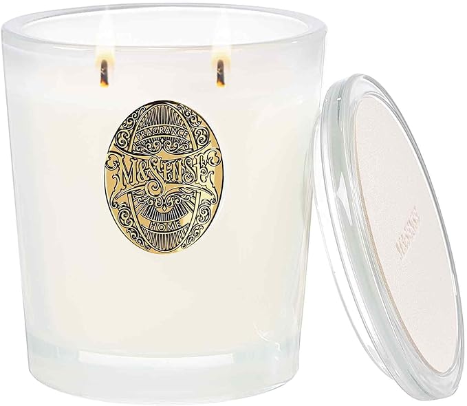 M&SENSE Large Two-Wick Soy Candle | Creamy Vanilla Pie & White | 19.8 oz, 120H Burn Time | Luxury Scented Candle for Relaxation, Gifting, Home Décor | Ideal for Bedroom, Office, Party Ambiance
