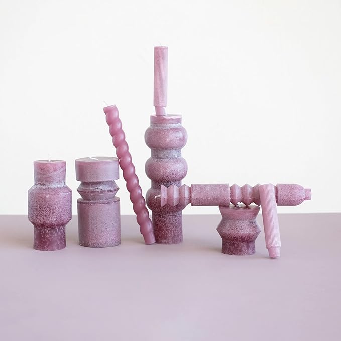 Creative Co-Op Unscented Totem Pillar, Pinot Candles, 3" L x 3" W x 3" H, Purple