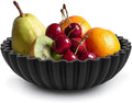 Large Decorative Bowl for Home Decor - Centerpiece for Coffee Table,Dining Table,Kitchen, Entryway Key bowl & Fruit Display - Modern Concrete Stone Design (Black)