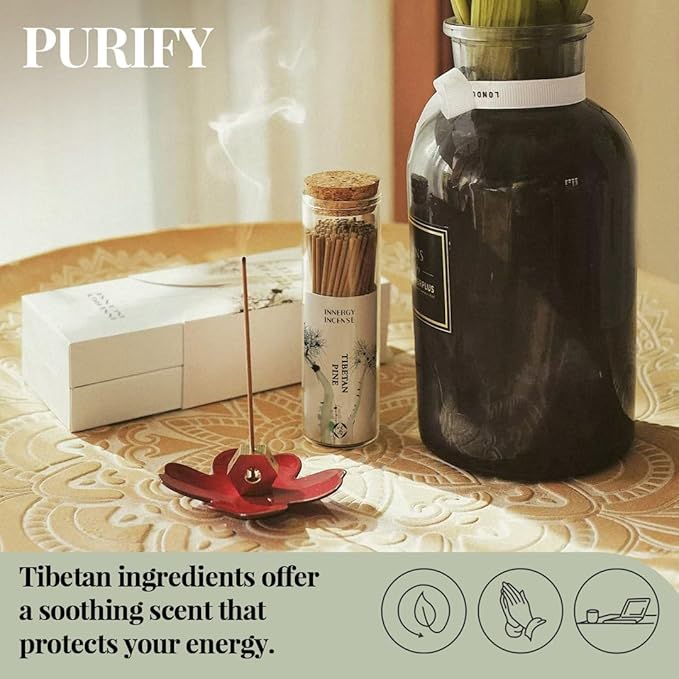 Purify & Center - Innergy Tibetan Pine Incense Sticks, Natural Mountain Herbs for Space Cleansing, 150 Sticks