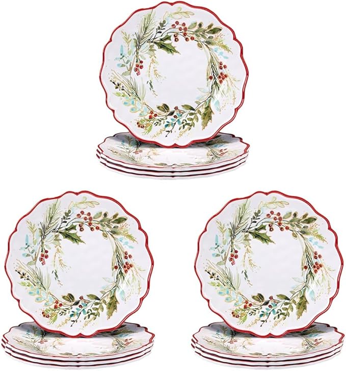 Certified International Christmas Gatherings 11" Melamine Dinner Plates,(Pack of 12)