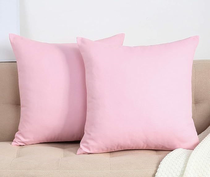 TangDepot Handmade Decorative Solid 100% Cotton Canvas Throw Pillow Covers/Pillow Shams, (28"x28", Salmon Pink)
