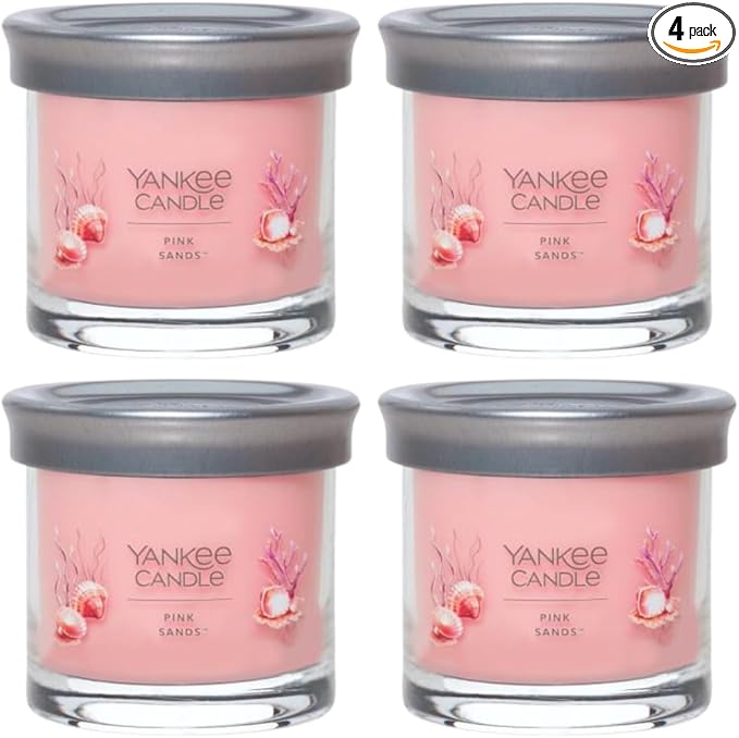 Yankee Candle Small Tumbler Scented Single Wick Jar Candle, Pink Sands, Over 20 Hours of Burn Time, 4.3 Ounce (Pack of 4)