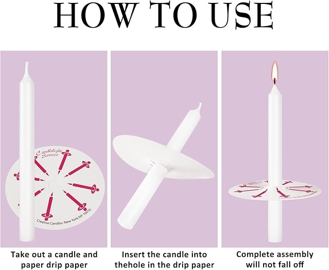 300Pack White Taper Candles with Drip Guards & Paper Holders - 5 Inch Odorless Religious Candles for Church Prayers, Sabbath Ceremonies, & Home Decorations……
