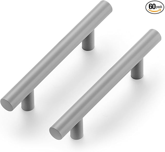 Ravinte 60 Pack | 5 Inch Cabinet Pulls Grey Stainless Steel Kitchen Drawer Pulls Cabinet Handles 5 InchLength, 3 Inch Hole Center