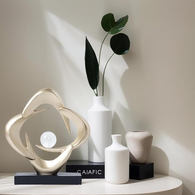 Modern Home Decor Abstract Decorative Sculpture Decorations for Living Room Dining Room Office, Resin Art Statues Coffee Table Bookshelf Decor Accents (Gold)