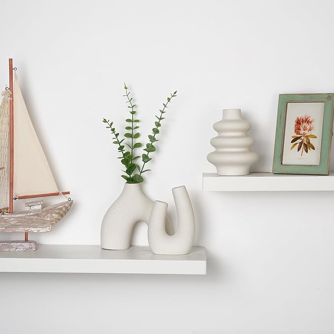 CUCUMI Ceramic Flower Vase Set of 5 Modern Nordic Boho Style Decorative Vases Home Decor, Matte Ceramic Decorations for Living Room Shelf, Bookshelf Mantle Entryway Table or Console Décor