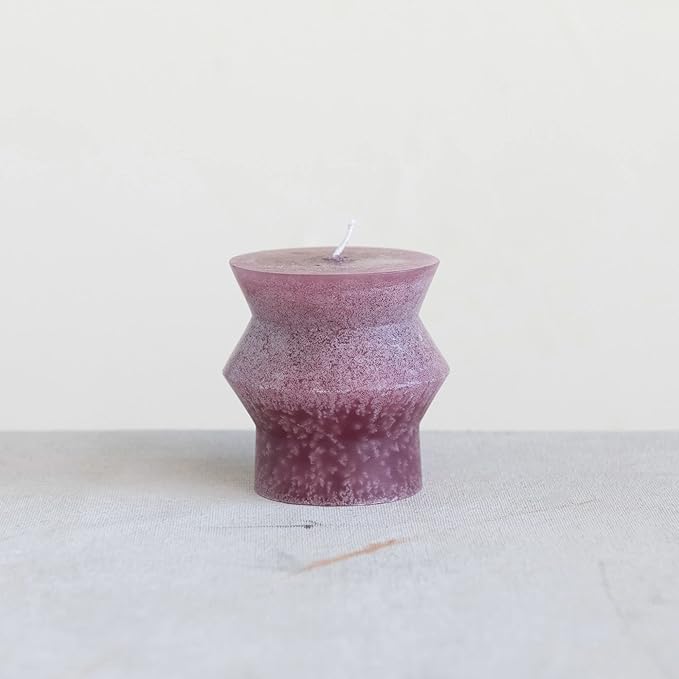 Creative Co-Op Unscented Totem Pillar, Pinot Candles, 3" L x 3" W x 3" H, Purple