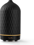 Wanlola Essential Oil Diffuser with Diamond Pattern,120ML Aromatherapy Ceramic Diffusers with Auto Off Function & Warm Light for Home,Decor,Black