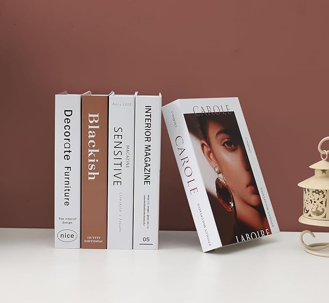 5 Pcs Fake Books for Decoration, Luyseyha Decorative Books for Coffee Table Decor, Room Decor Aesthetic, Faux Books Decor for Bookshelf, Shelf, Hollow Home Decor Books for Bedroom Room, Living Room