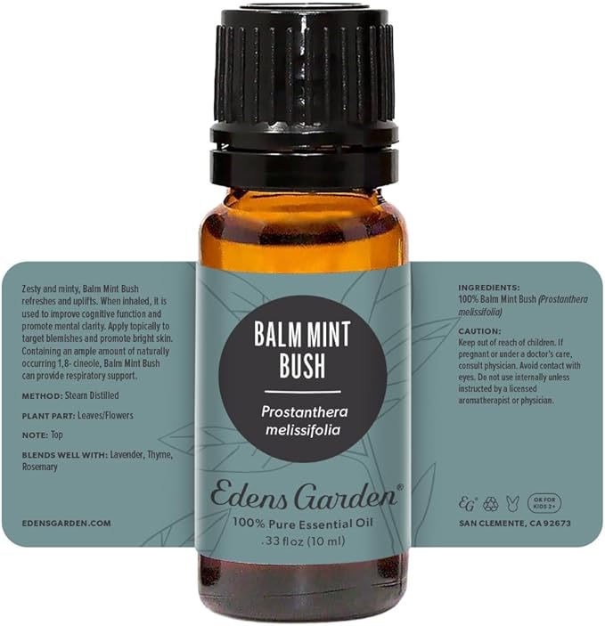 Edens Garden Balm Mint Bush Essential Oil- 100% Pure Premium Grade, Undiluted, Natural, Therapeutic, Aromatherapy, The Best for Diffuser, Skin, Laundry, Humidifiers 10 ml (.33 fl oz)