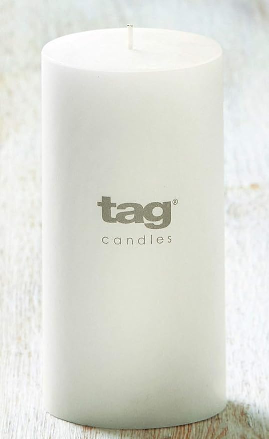 TAG Chapel 3X6 White Pillar Paraffin Wax Candle Unscented Drip-Free Long Burning 85 Hours for Home Decor Wedding Parties 3x6 White