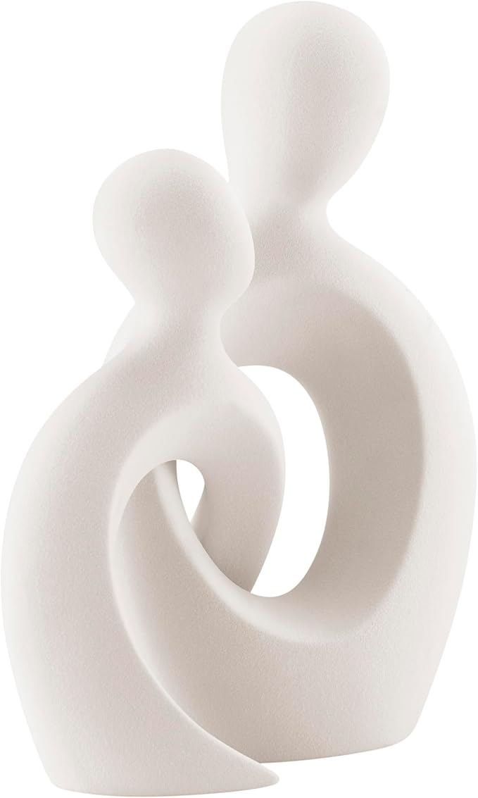Danya B. Hans Cream Abstract Intersecting Circle Tender Couple Decorative Accent Matte Ceramic Sculpture Figure