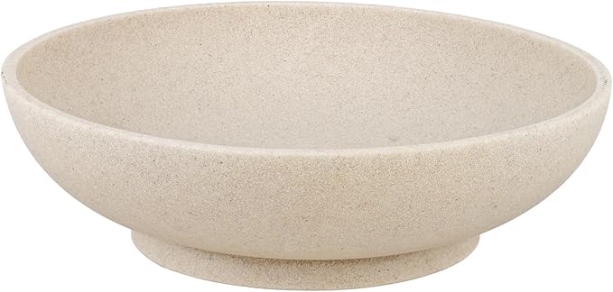 Large Decorative Bowl,Modern Fruit Bowl for Kitchen Counter,Handicraft Decorative Bowls for Home Decor,Stylish Key Bowl for Entry Table - Artificial Stone Beige