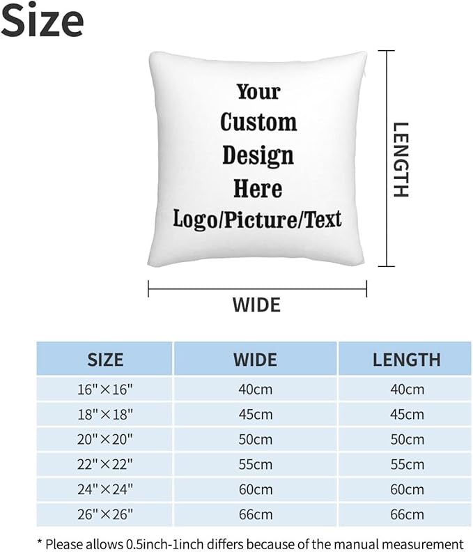Custom Pillowcase Design Your Own Photo Pillowcase Two-Sides Printed Cushion Covers, Personalized Photo Pillow 26 inch x 26 inch (fydgye)
