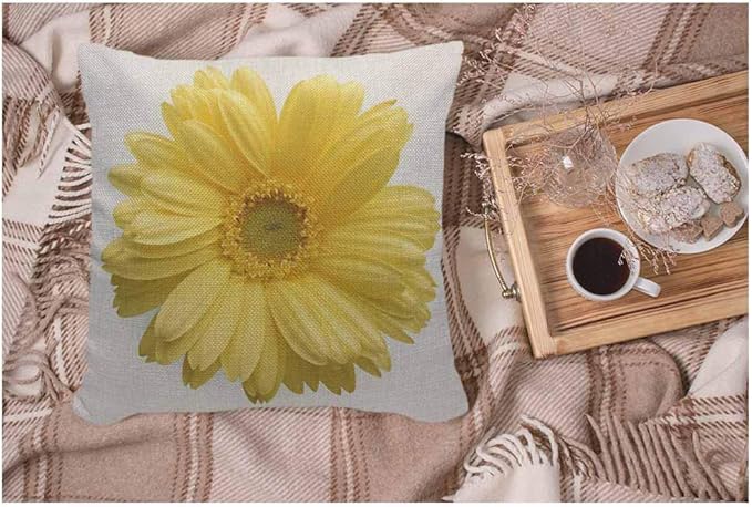 WONDERTIFY Throw Pillow Cover Yellow Flower Sunflower Background - Soft Linen Pillow Case for Decorative Bedroom/Livingroom/Sofa/Farm House - Couch Pillow Cushion Covers 18x18 Inch