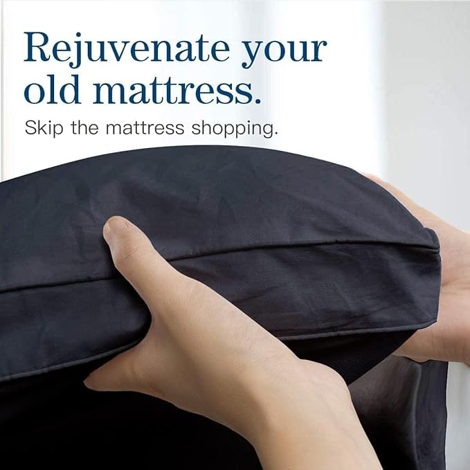 COONP Full Mattress Topper, Extra Thick Pillowtop, Cooling Plush Mattress Pad Cover Bed Topper Protector with 8-21 Inch Deep Pocket (Black, Full)