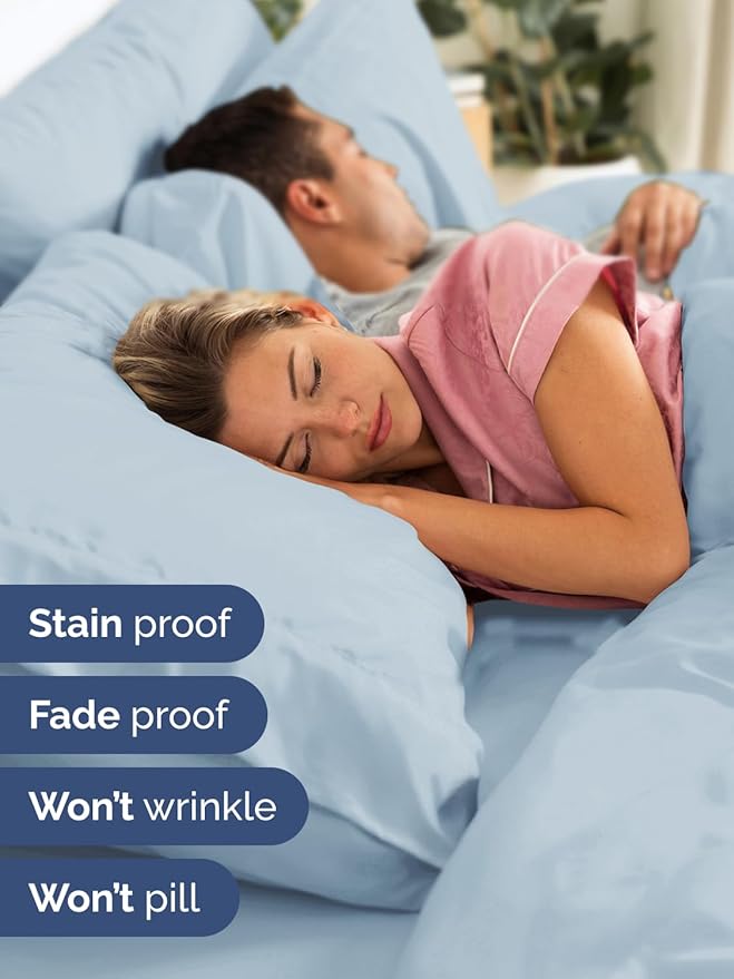 Extra Deep Twin Sheet Set - 4 Piece Breathable & Cooling Sheets - Hotel Luxury Bed Sheets Set - Easy & Secure Fit - Soft, Wrinkle Free & Comfy Sheets Set - Sky Blue Sheet Set with Extra Deep Pockets